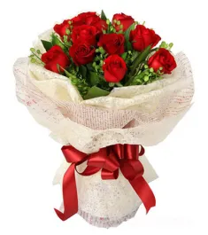 12 Red Roses in a beautifully wrapped bouquet