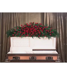 Immaculate Red Rose Casket Spray  Send to Philippines