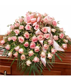 Roses in Pink Casket Spray  Send to Philippines