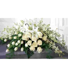 White Tribute Casket Flowers  Send to Philippines