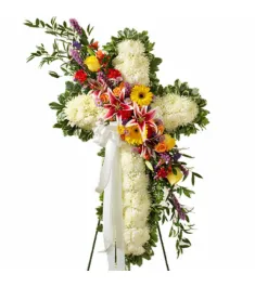 Luxurious Funeral Cross Flowers  Send to Philippines