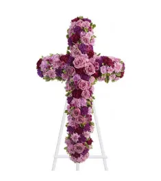 Pinks and Purples Galore Cross Standing Spray  Send to Philippines