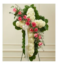 White and Pink Elegant Cross Spray  Send to Philippines