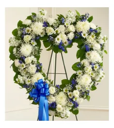 Blue and White Heart Wreath  Send to Philippines