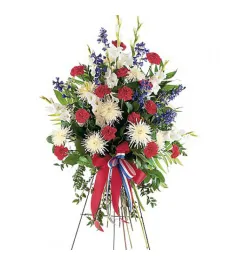 Carnations,Dark Blue Delphinium and White Gladioli   Send to Philippines