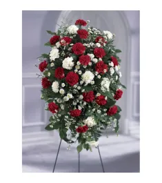 Red and White Local Funeral Standing Flowers   Send to Philippines