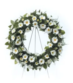 White Daisy Sympathy Wreath  Send to Philippines