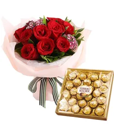 12pcs Red Roses with Chocolate