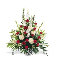 Red and White Spray Arrangement  Send to Philippines