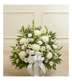 Heartfelt Tribute White Flower Basket  Send to Philippines