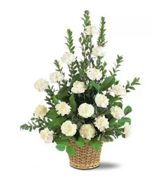 White Simplicity Funeral Basket  Send to Philippines