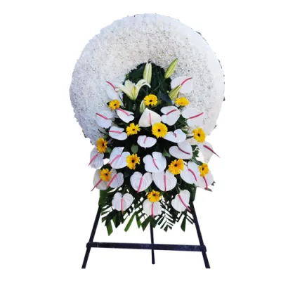 Sincere Peach and White Funeral Wreath  Send to Philippines