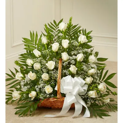 Delicate White Roses Basket  Send to Philippines