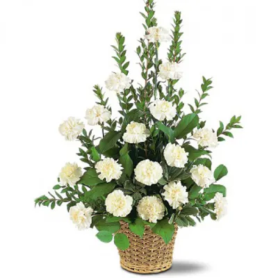 White Simplicity Funeral Basket  Send to Philippines