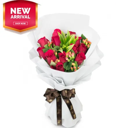 12 Roses with Seasonal Flowers Bouquet