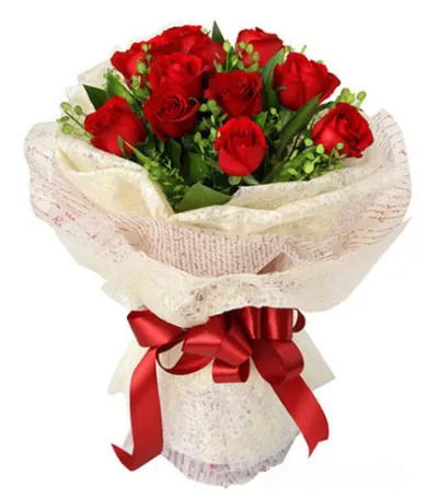 12 Red Roses in a beautifully wrapped bouquet