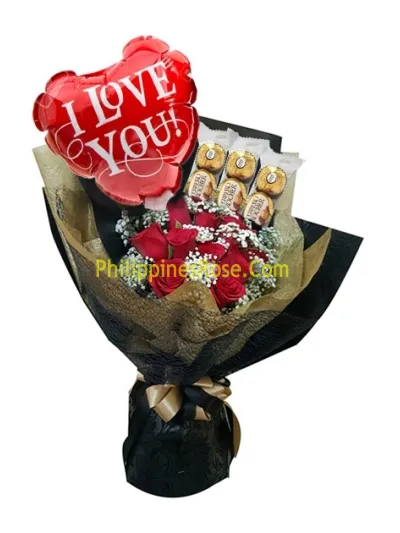 buy roses ferrero & balloon bouquet philippines