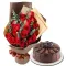 12 red rose with chocolate cake